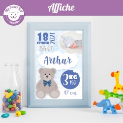 Affiche Naissance petit ourson