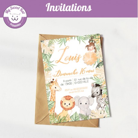 Safari bébé  - Invitations