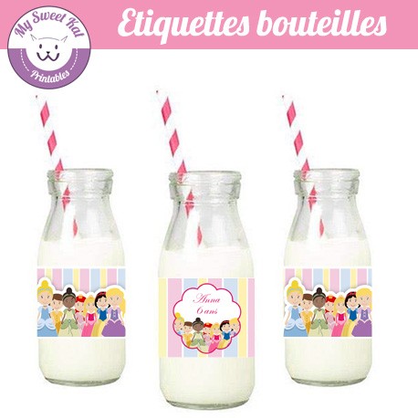 Etiquettes Pour Contour De Bouteilles Theme Princesse