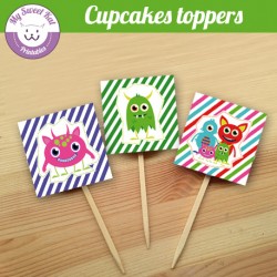 Monstres - Cupcakes toppers