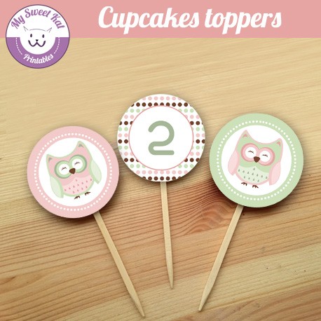 hibou - chouette - Cupcakes toppers