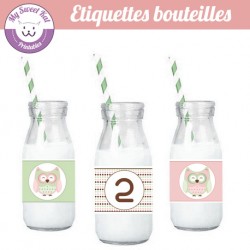 Hibou - chouette - Etiquettes bouteilles