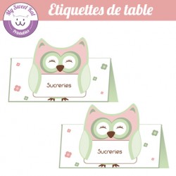 Hibou - chouette- Etiquettes de table