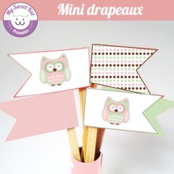 Hibou - chouette - mini drapeaux