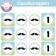 Moustache - Cupcakes toppers