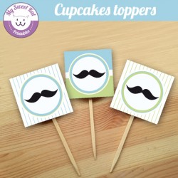 Moustache - Cupcakes toppers