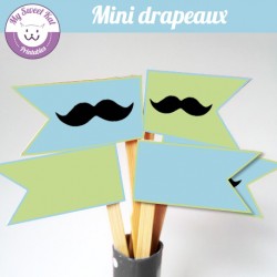 Moustache - mini drapeaux