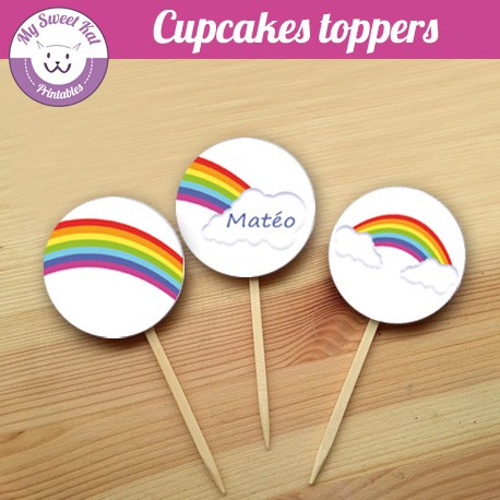 Rainbow- Cupcakes toppers