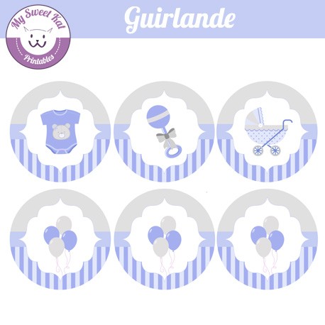 baby shower garçon 'bleu' - guirlande