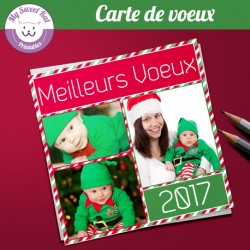 Carte de voeux avec photo - carrée rouge et vert