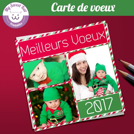 carte-de-voeux-avec-photo-carree-rouge-et-vert