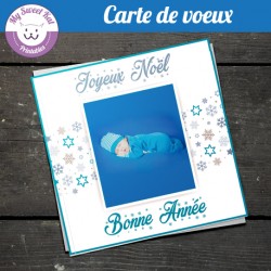 Carte de voeux avec photo - carrée bleue argent