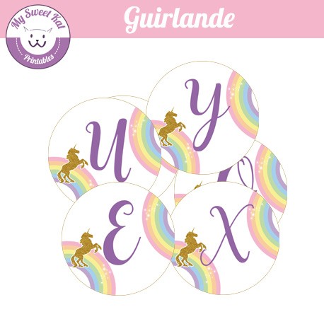 Guirlande A Imprimer Theme Licorne Unicorn