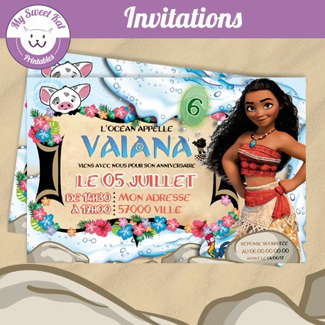 Invitations Anniversaire Theme Vaiana Moana Party