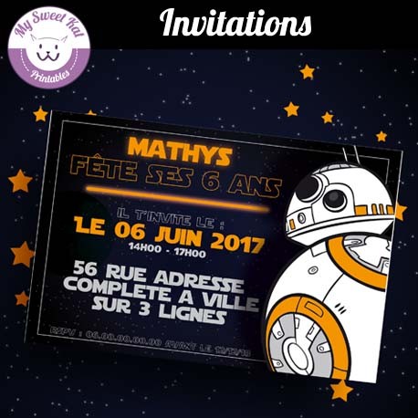 Invitations Anniversaire Theme Star Wars Avec 8