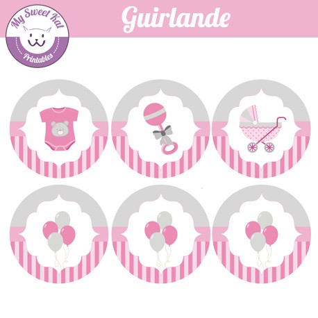 baby shower fille'rose' - guirlande