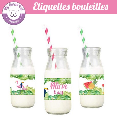 Tropical flamingo - Etiquettes bouteilles