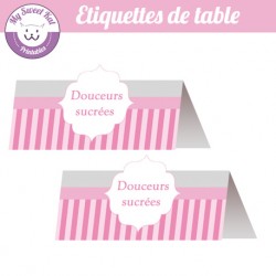 Bbay shower 'rose' - Etiquettes de table