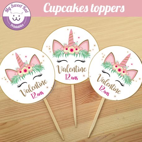 Licorne  2 - Cupcakes toppers