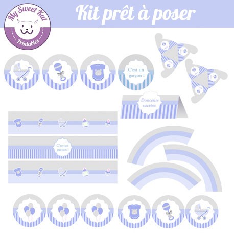 Baby shower 'bleu' - Kit complet