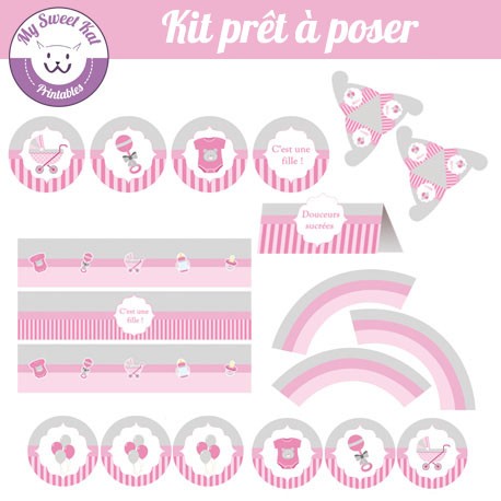 Baby shower 'rose' - Kit complet