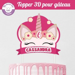 Topper 3D -  tête de licorne