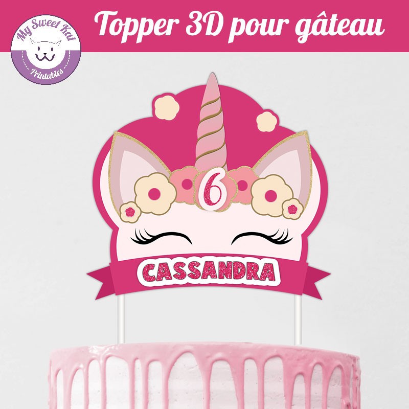 Topper 3d Tete De Licorne My Sweet Kat Printables Topper 3d Tete De Licorne My Sweet Kat Printables